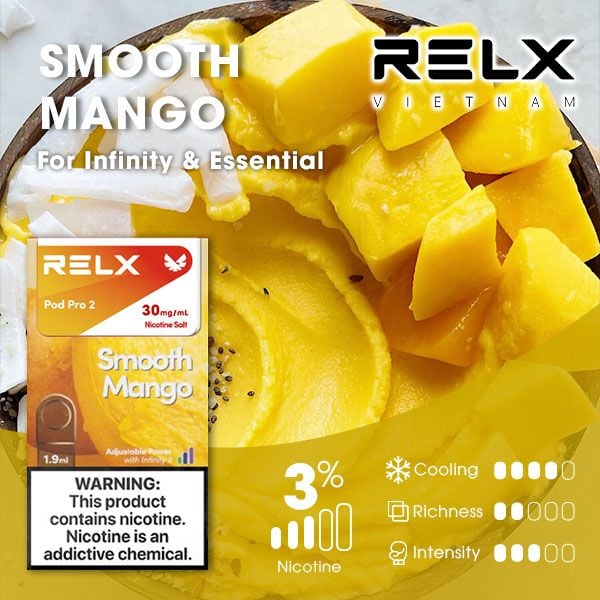 relx煙彈拋棄式霧化煙彈芒果冰淇淋(Smooth Mango)口味
