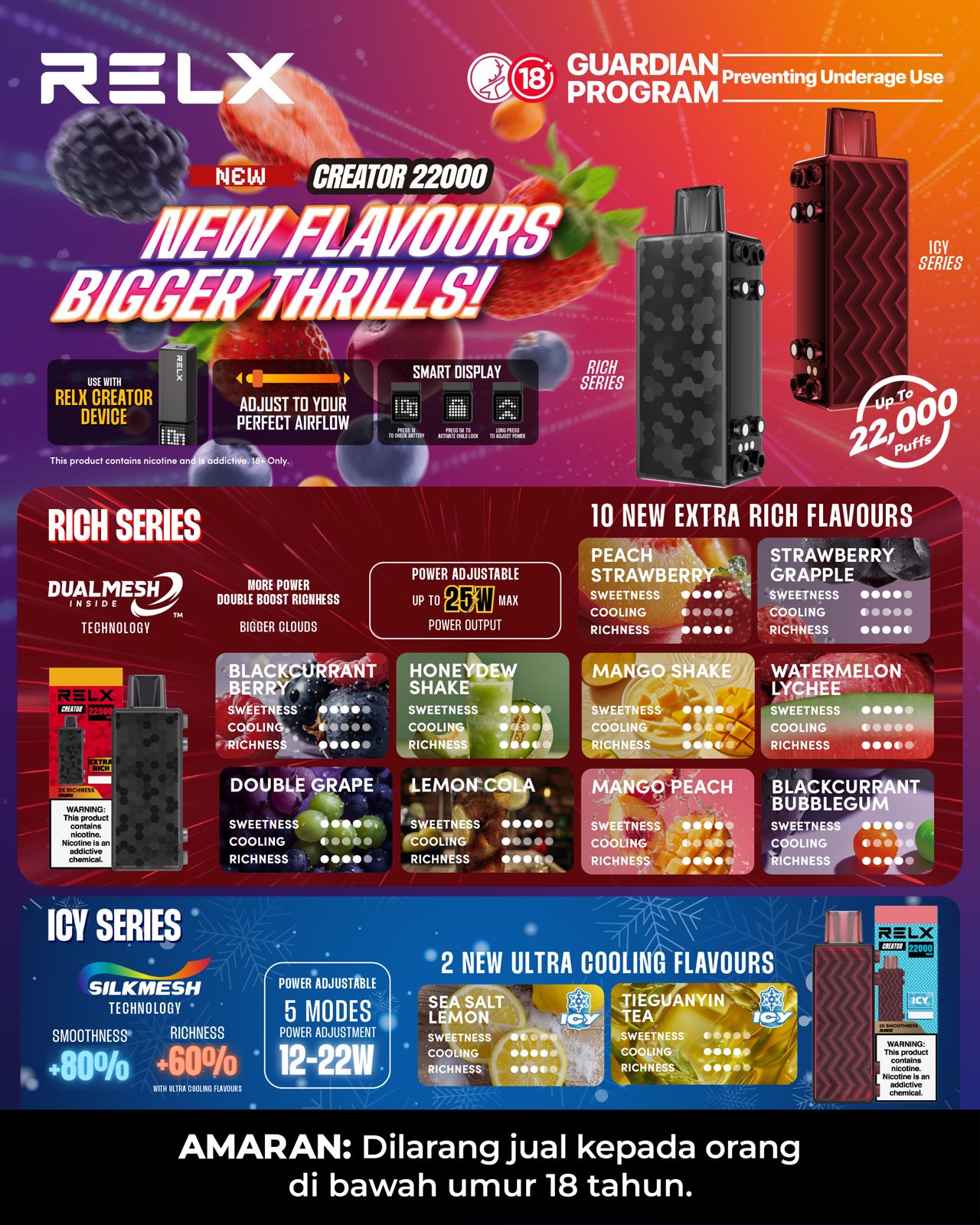 Relx Creator樂高BLACK 22000 puffs電子煙